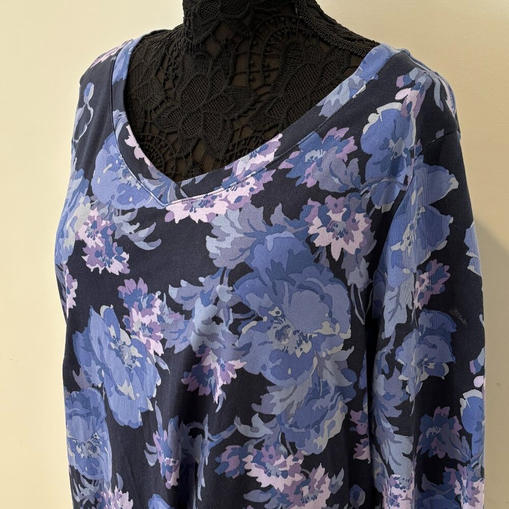 Isaac Mizrahi Live! long-sleeved, long cotton floral dress, 2 roomy pockets, 2XL - Picture 3 of 8